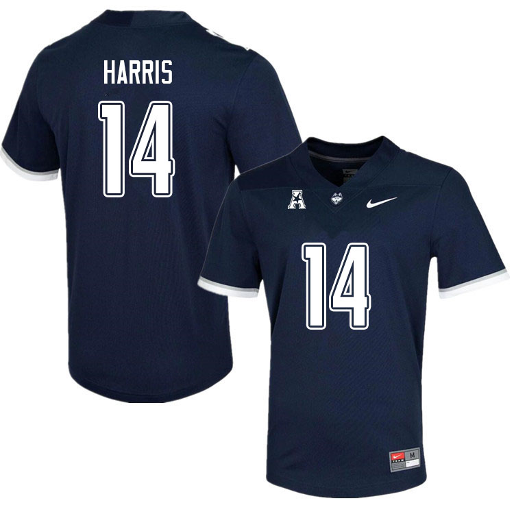 Men #14 Nick Harris Uconn Huskies College Football Jerseys Sale-Navy